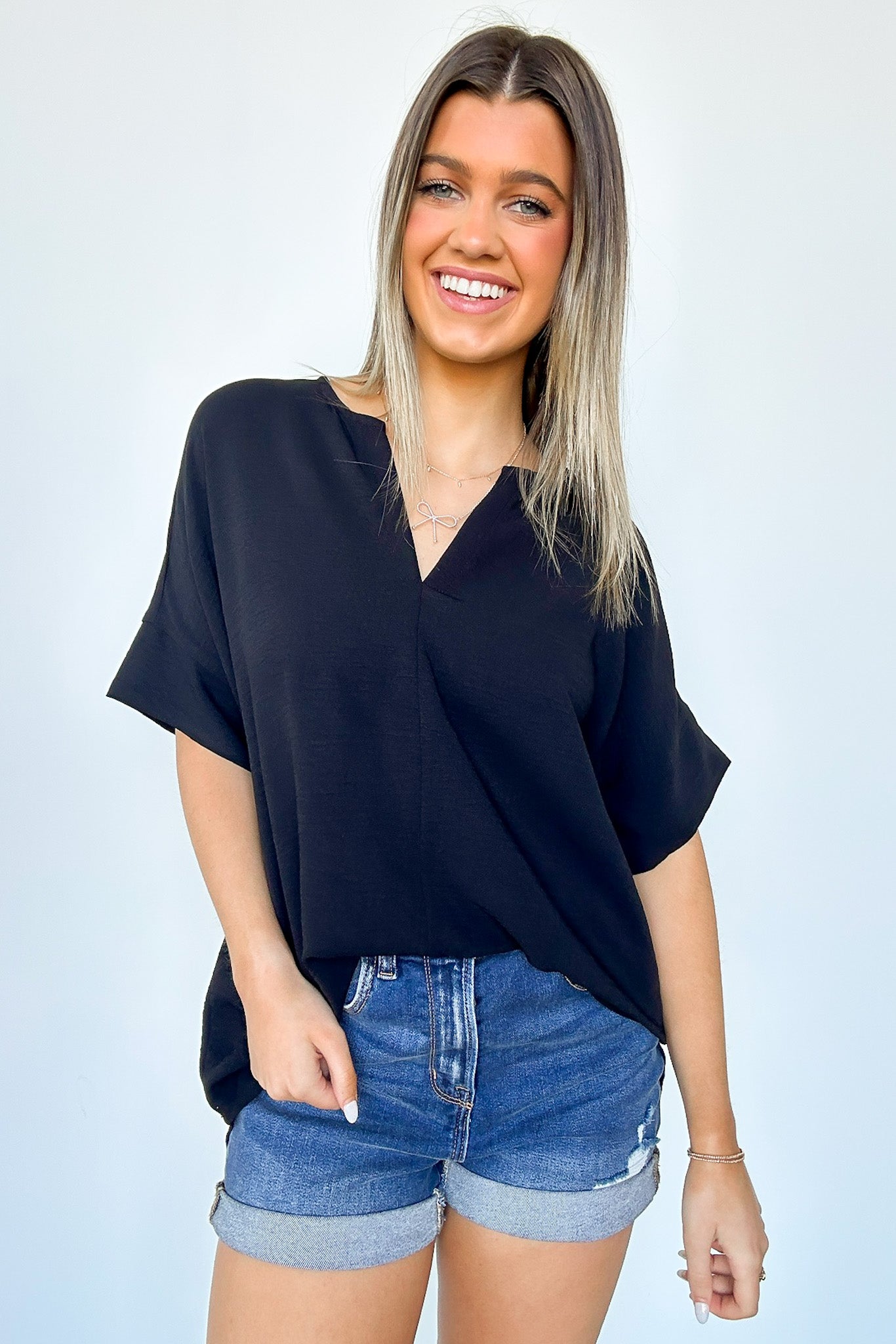  Brayan Split V-Neck Flowy Top - BACK IN STOCK - Madison and Mallory