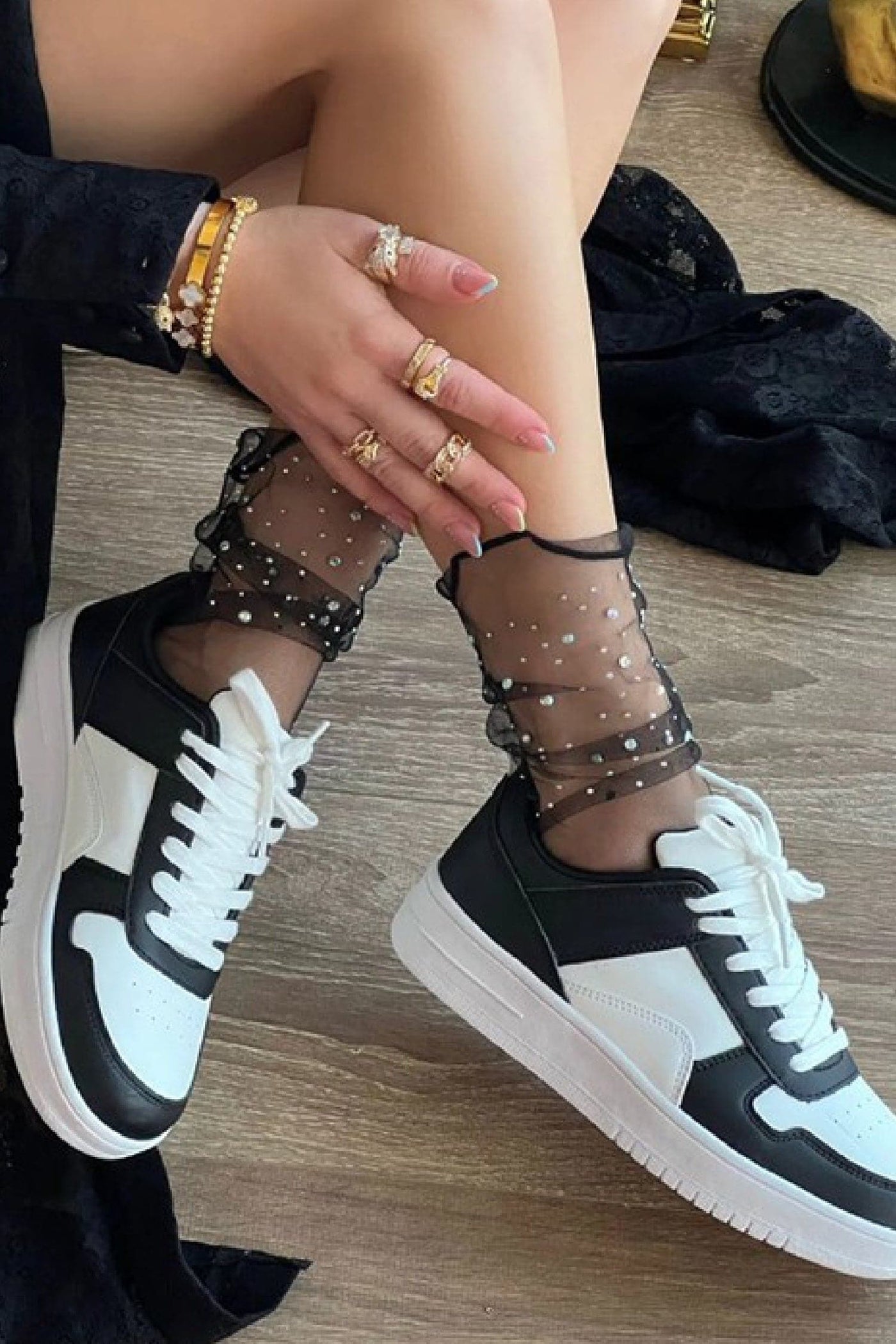  Retro Panda Contrast Lace Up Sneakers - Madison and Mallory