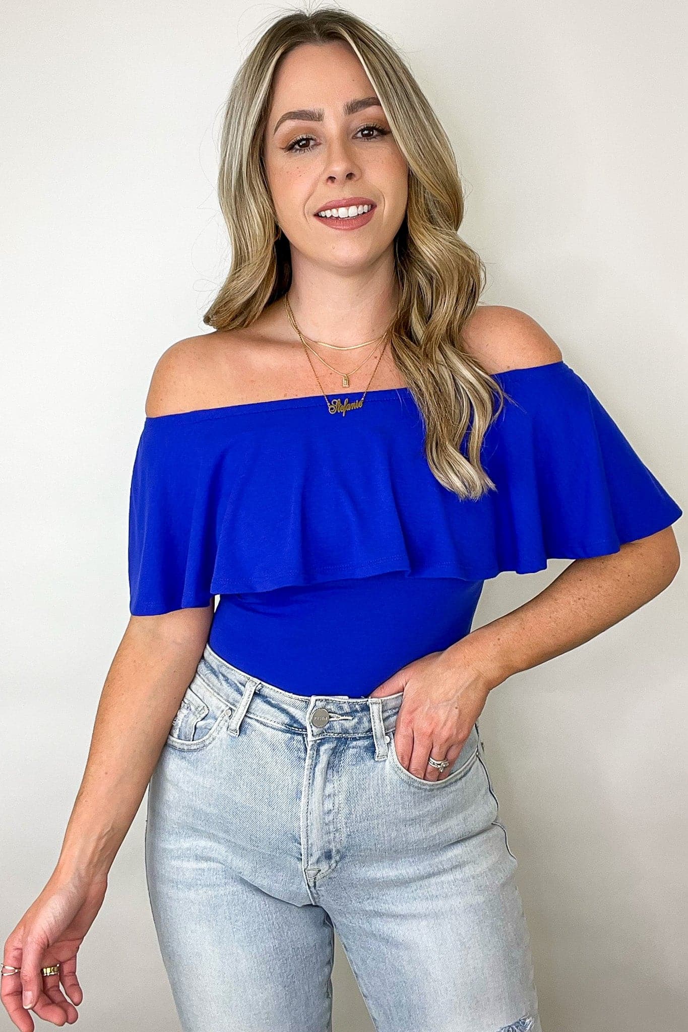 Charmed Away Ruffle Flounce Off Shoulder Bodysuit - FINAL SALE - Madison and Mallory