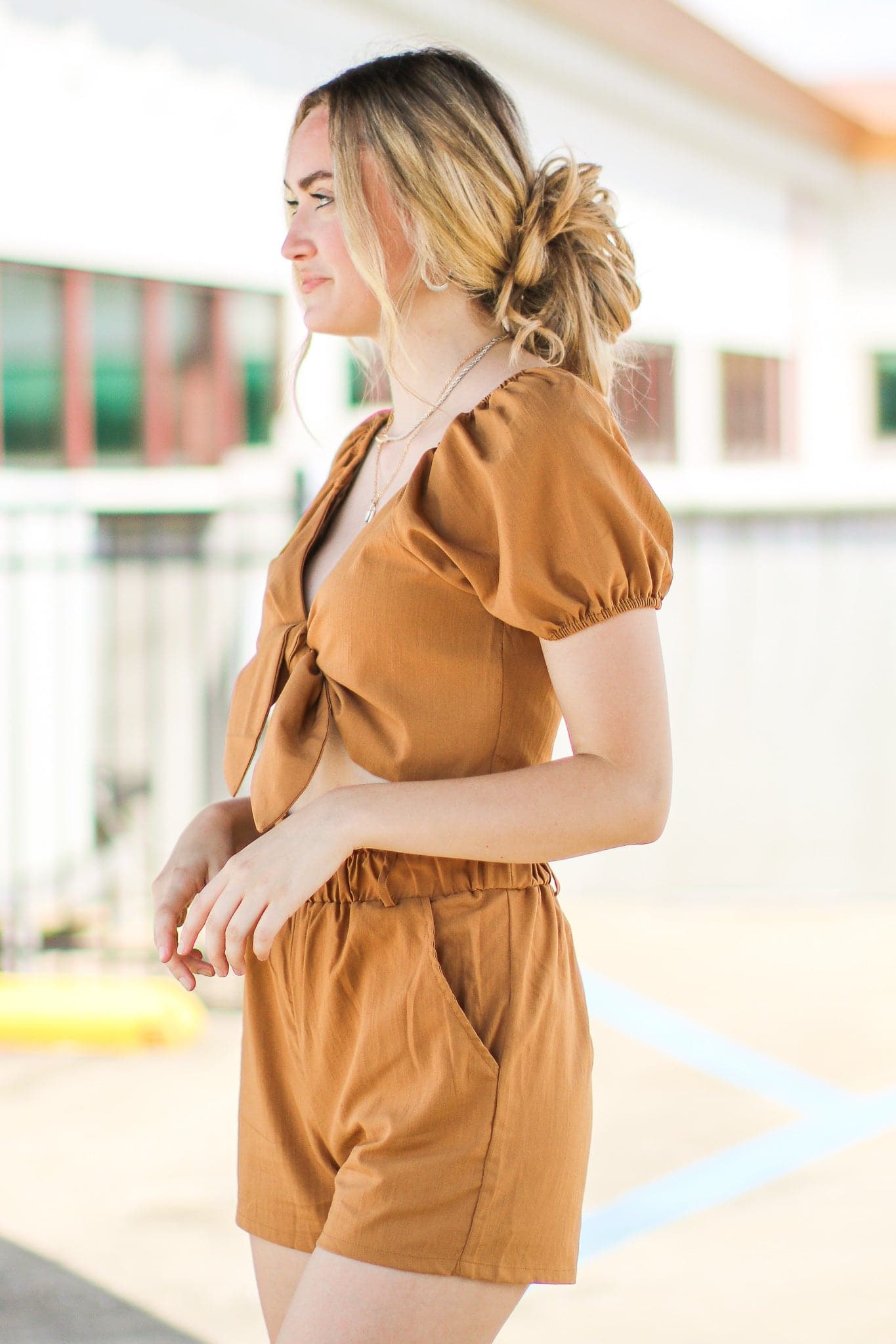 Come Drift Away Tie Front Ruffle Top and Shorts Set - FINAL SALE - Madison and Mallory