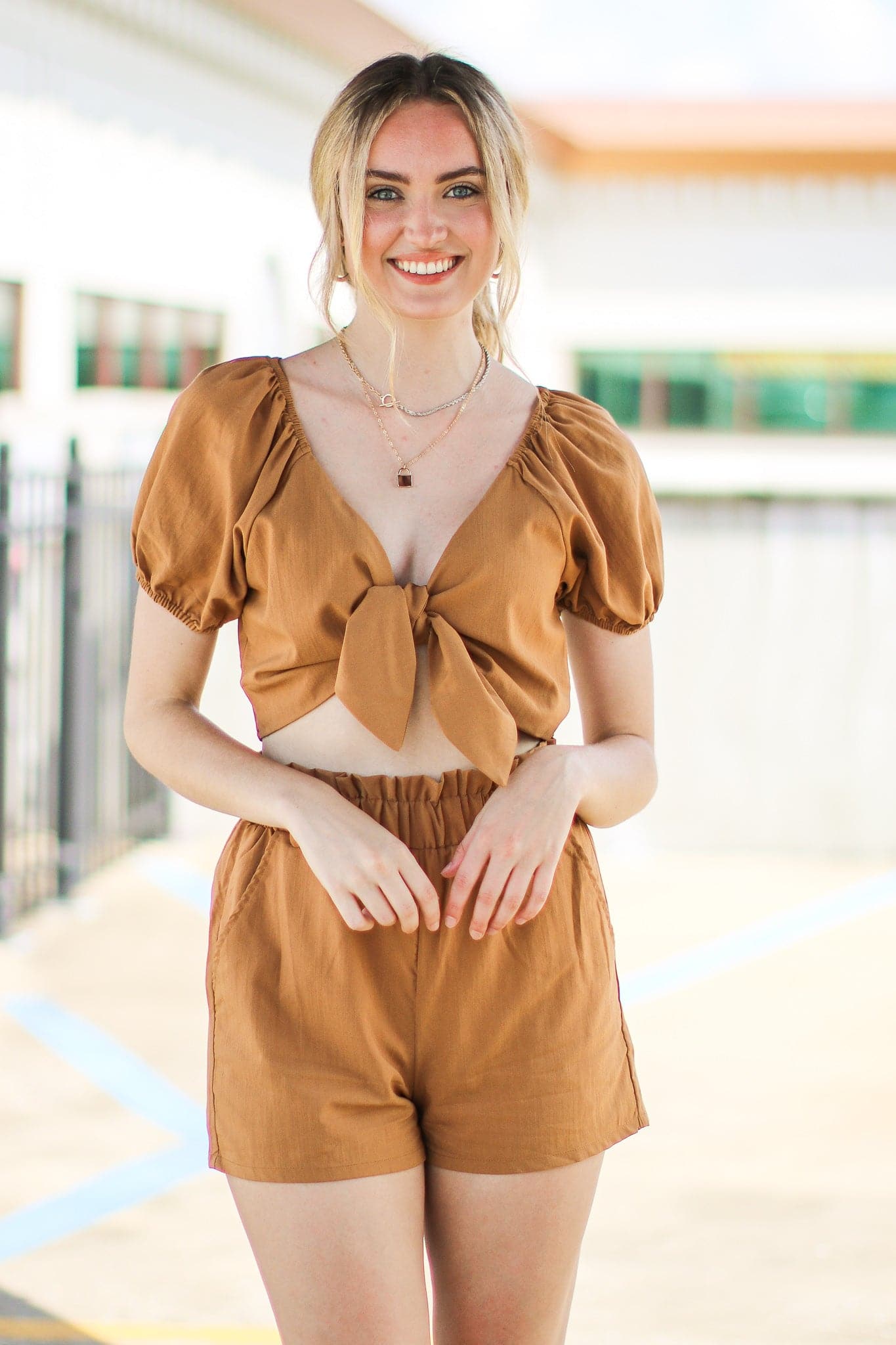 Come Drift Away Tie Front Ruffle Top and Shorts Set - FINAL SALE - Madison and Mallory