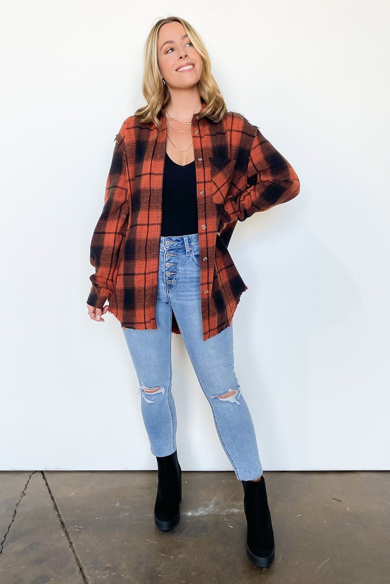 Joielle Plaid Button Down Shacket - FINAL SALE - Madison and Mallory