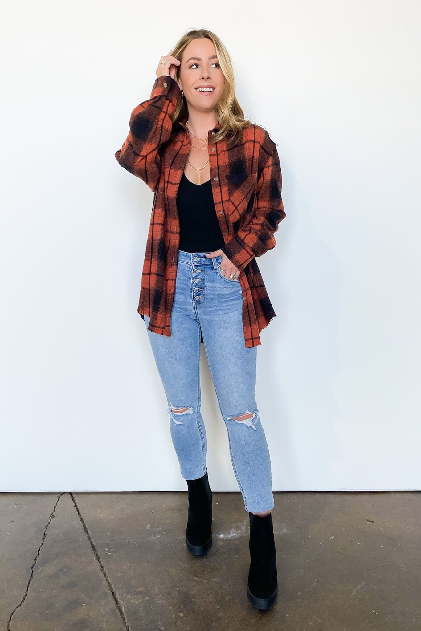 Joielle Plaid Button Down Shacket - FINAL SALE - Madison and Mallory