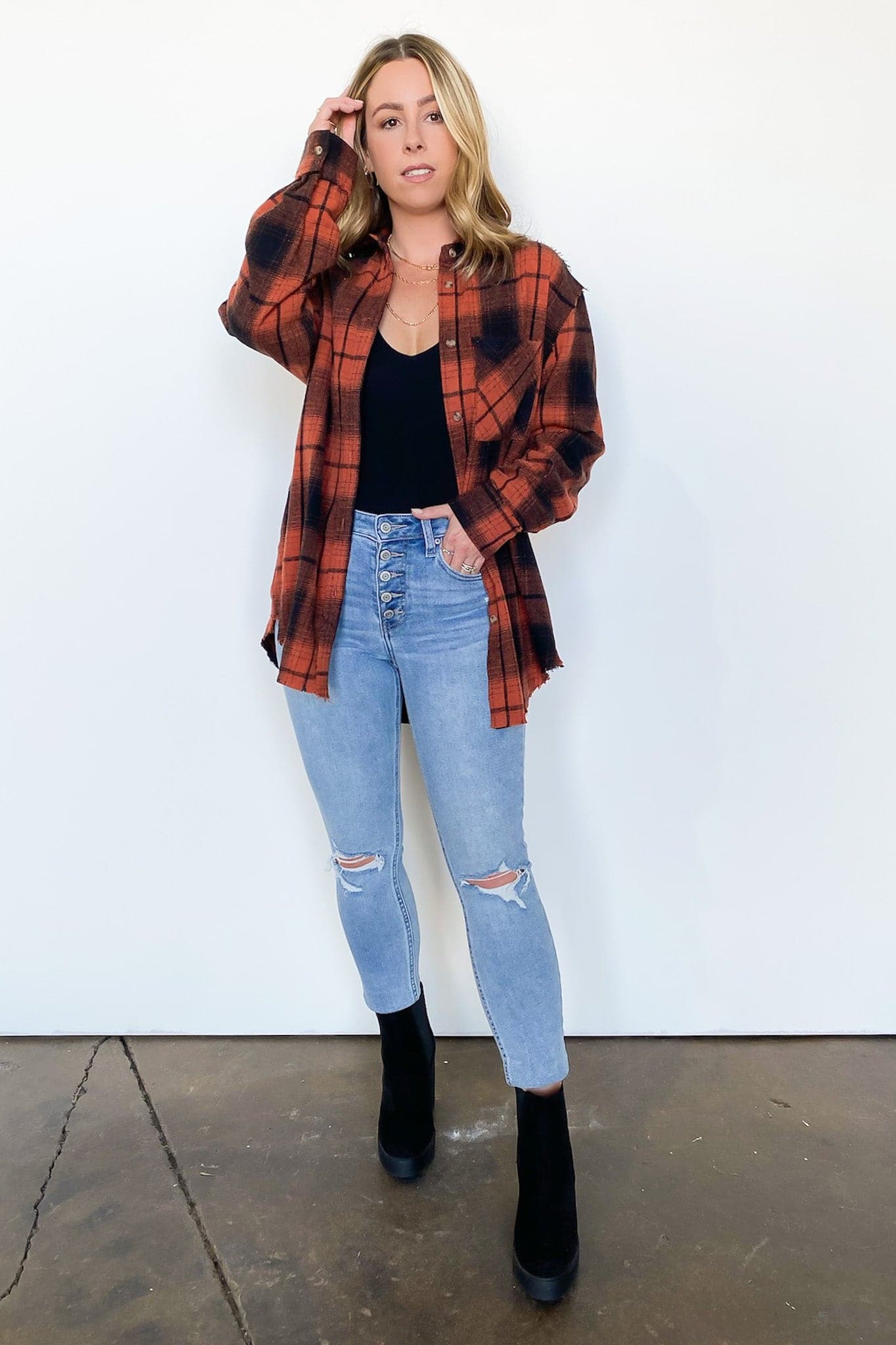 Joielle Plaid Button Down Shacket - FINAL SALE - Madison and Mallory