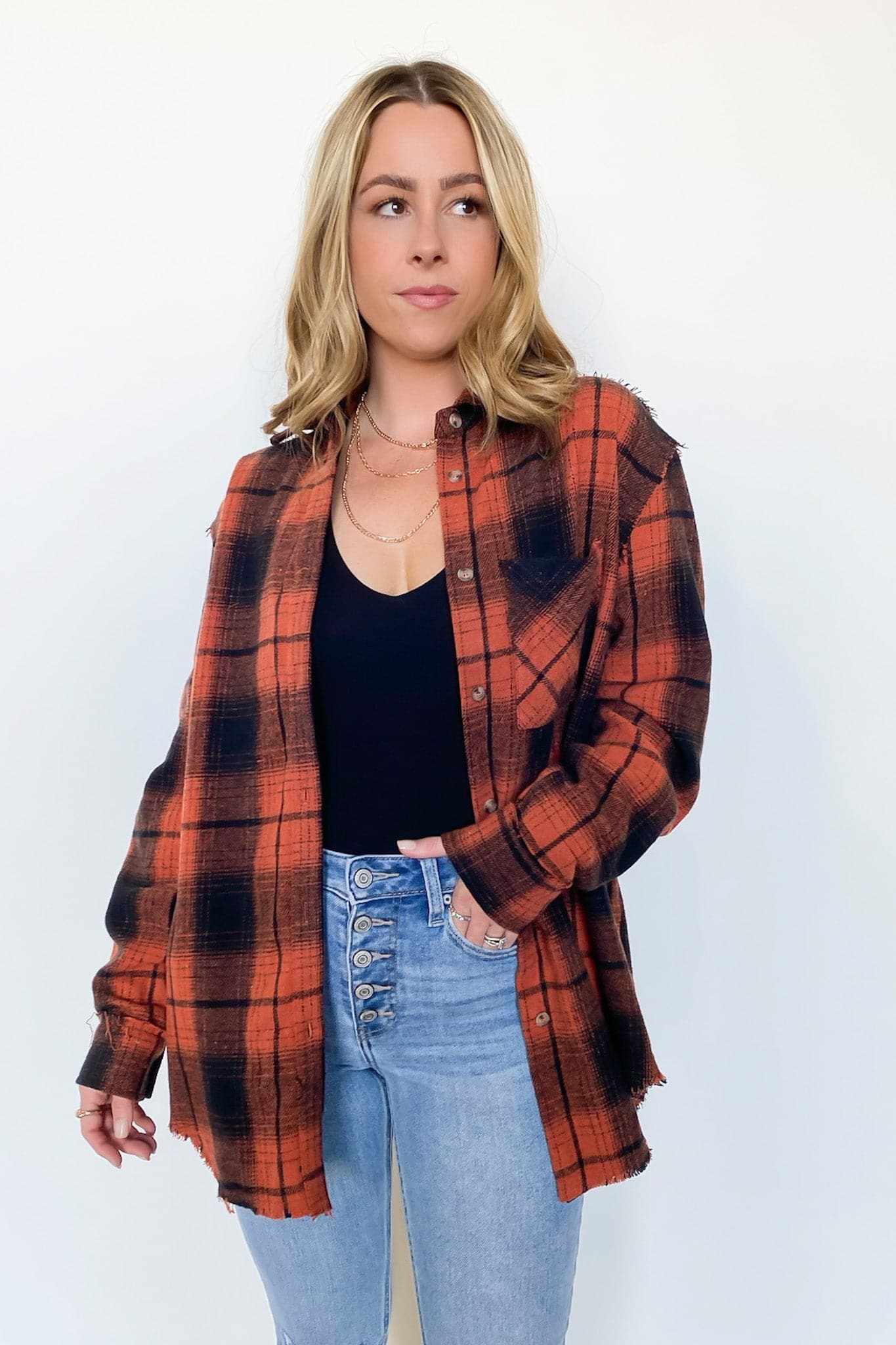 Joielle Plaid Button Down Shacket - FINAL SALE - Madison and Mallory