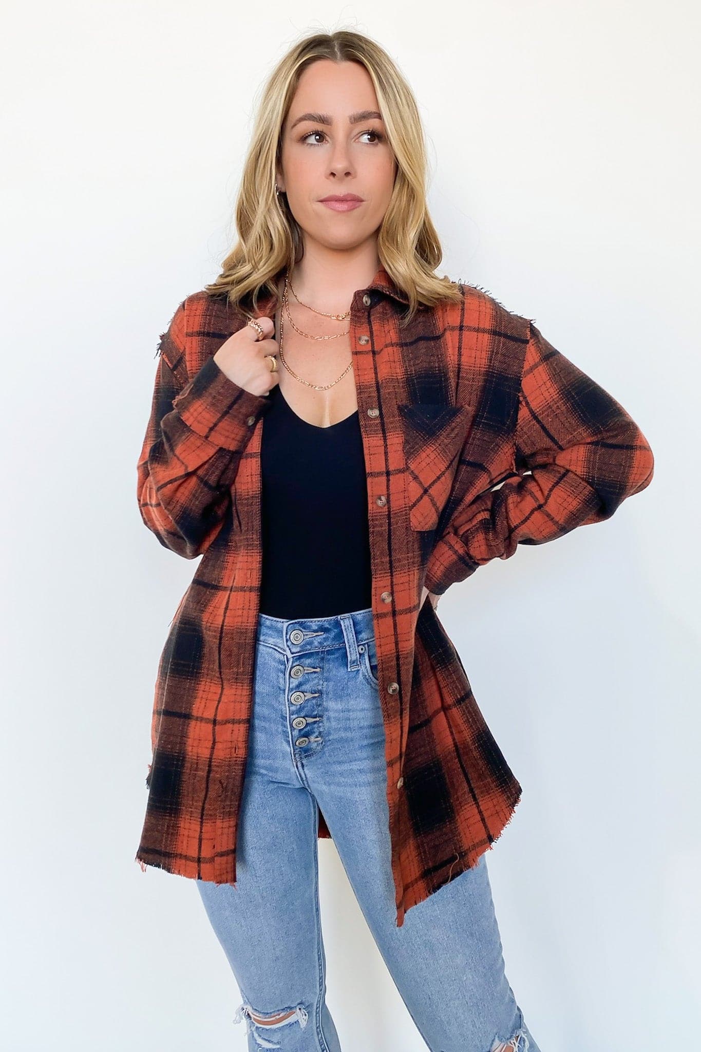 Joielle Plaid Button Down Shacket - FINAL SALE - Madison and Mallory