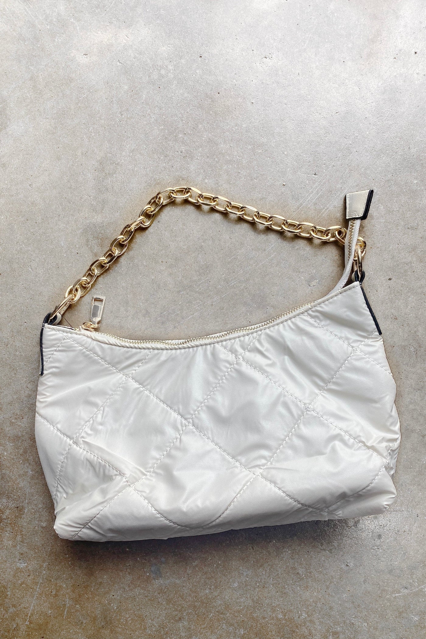 Ivory Grab Their Attention Quilted Chain Handle Bag - FINAL SALE - Madison and Mallory