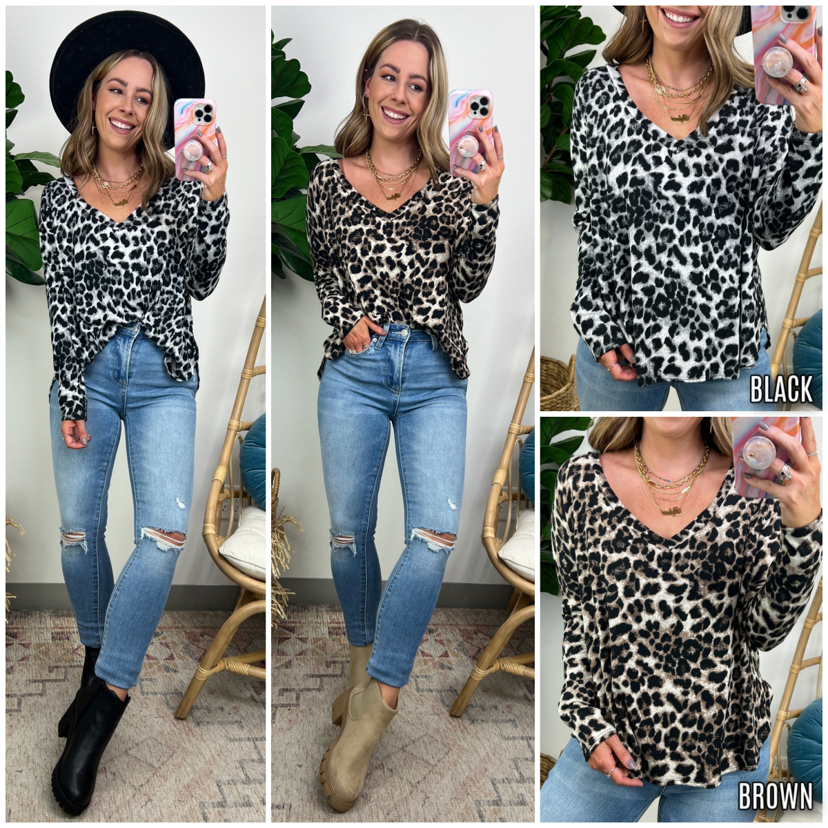 Hayles Animal Print V-Neck Top - FINAL SALE - Madison and Mallory
