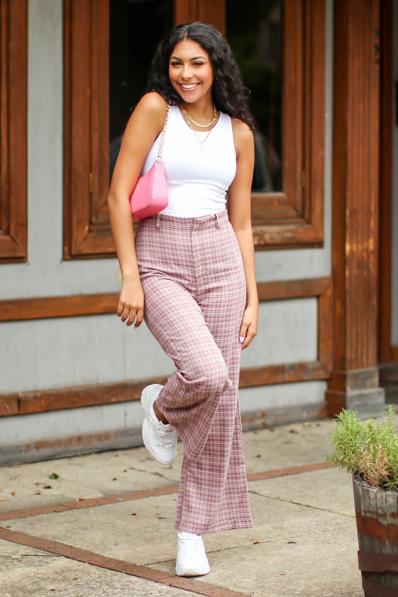 Hayzel High Waist Plaid Wide Leg Pants - FINAL SALE - Madison and Mallory