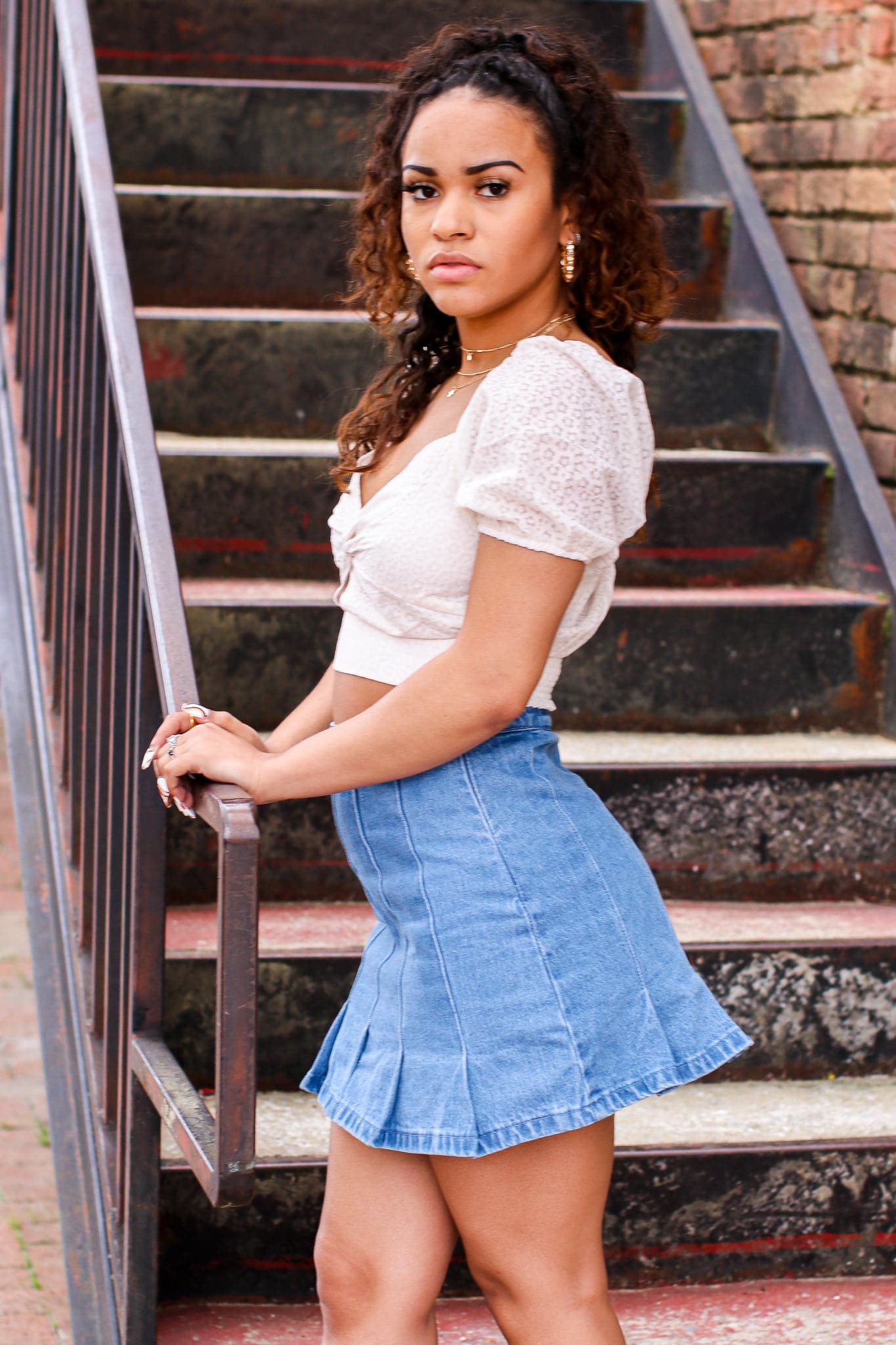 Aranza Pleated Denim Skirt - FINAL SALE - Madison and Mallory