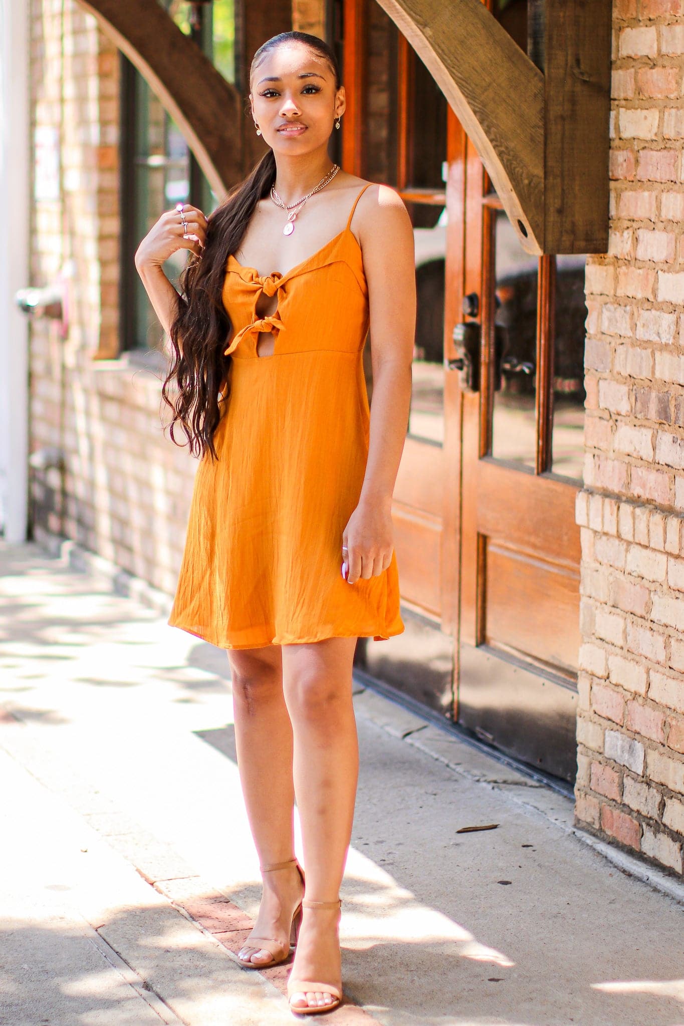  Worth a Tie Cutout Front Dress - FINAL SALE - Madison and Mallory