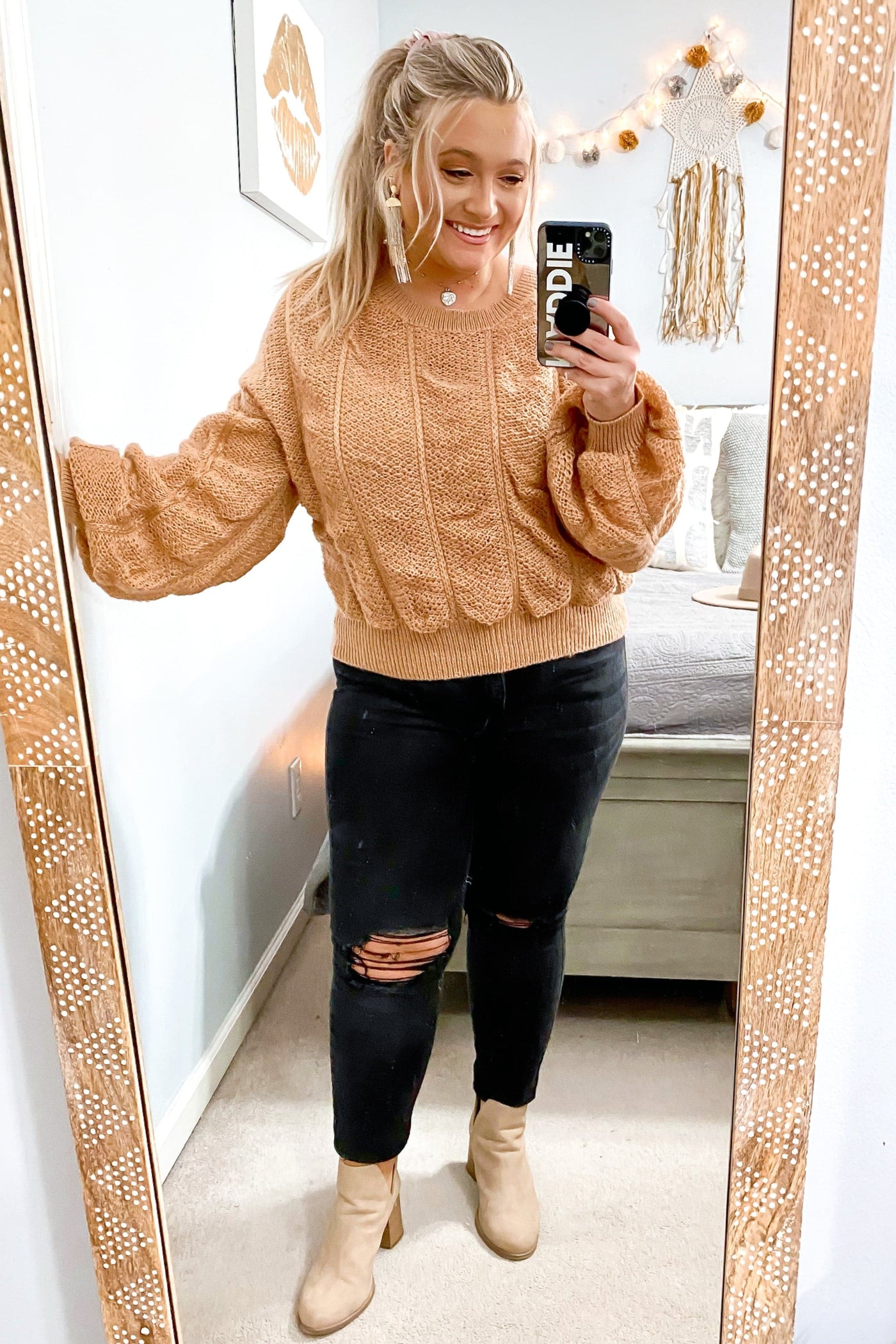  Late Night Talks Ruched Knit Sweater - FINAL SALE - Madison and Mallory
