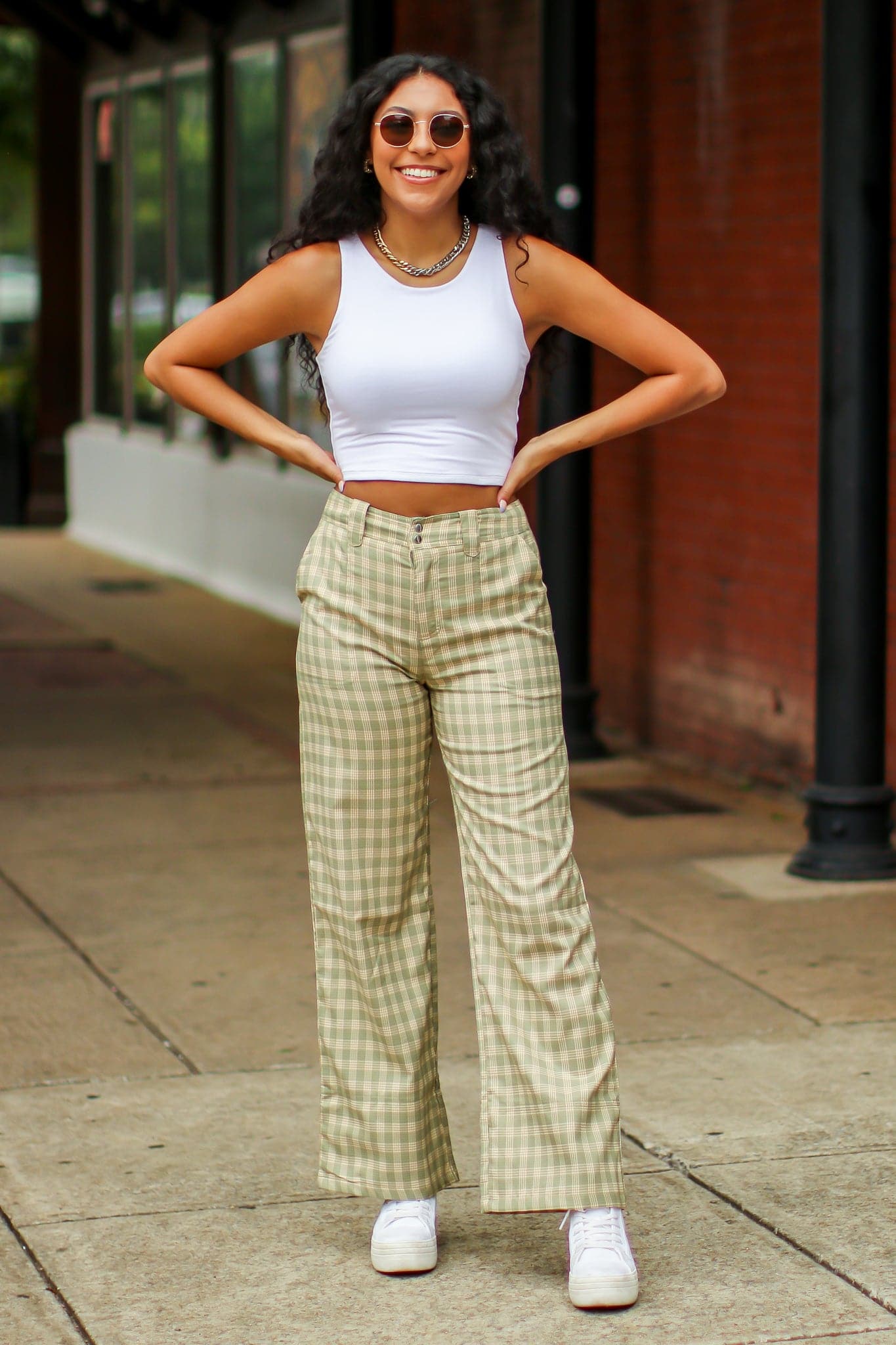 Keep it Cool Plaid Print Wide Leg Pants - FINAL SALE - Madison and Mallory