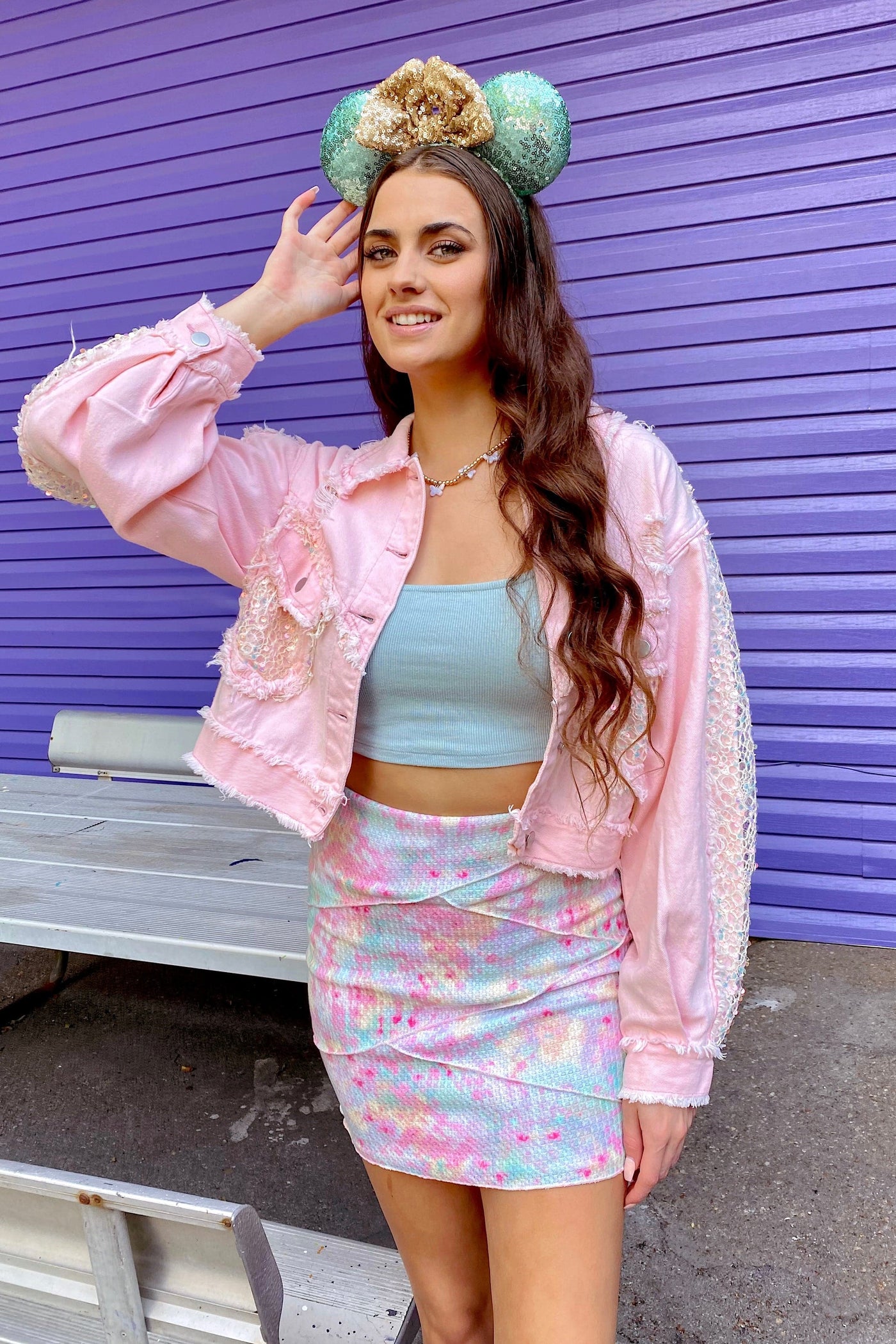 Coral Pink / S Kadey Relaxed Fit Lace Distressed Jacket - FINAL SALE - Madison and Mallory