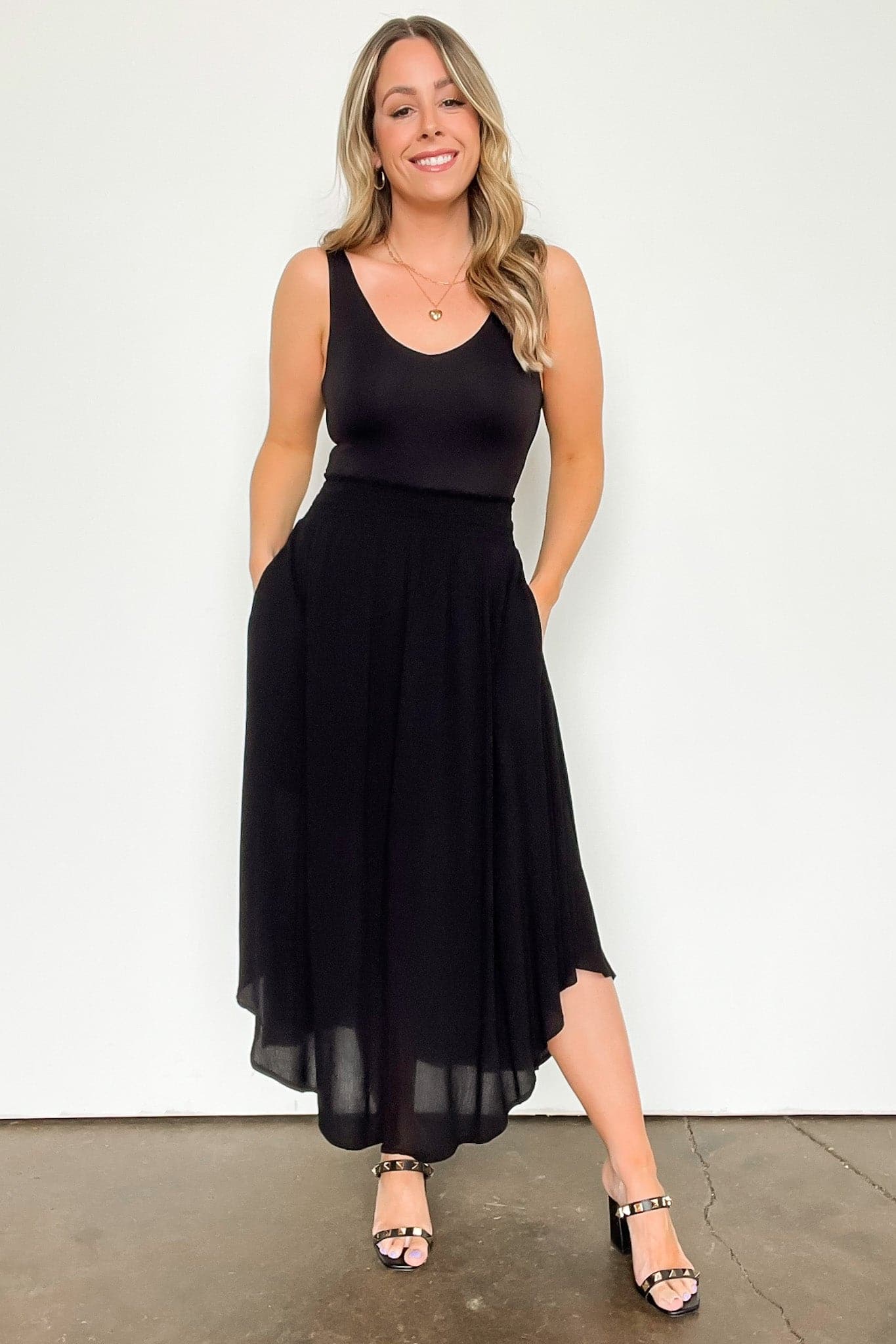 Black / S Katherinah High Rise Smocked Maxi Skirt - BACK IN STOCK - Madison and Mallory