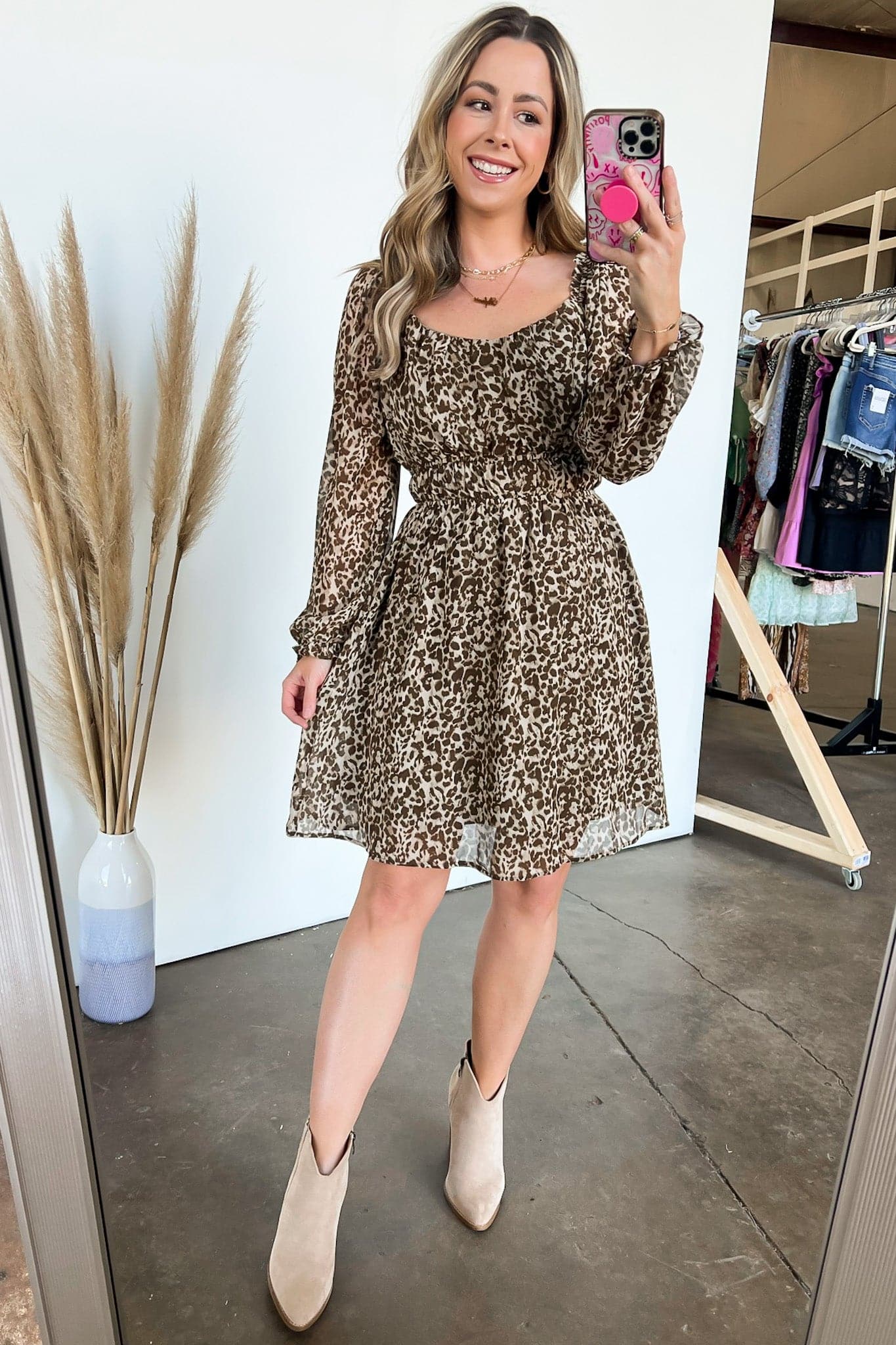Kava Animal Print A-Line Dress - Final Sale Taupe / S Kava Animal Print A-Line Dress - Final Sale Taupe / S