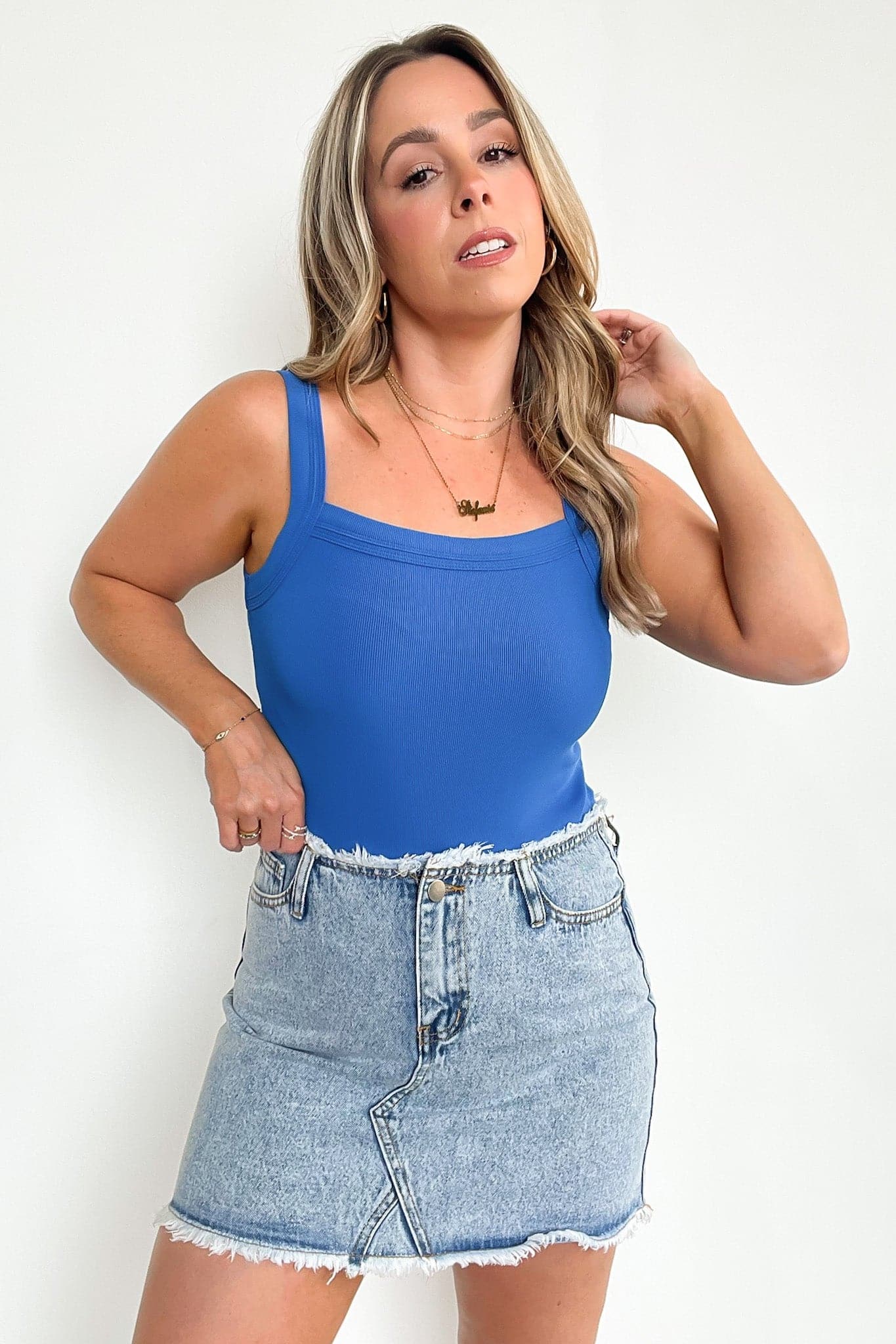 Leonorah Raw Hem Denim Skirt - FINAL SALE - Madison and Mallory