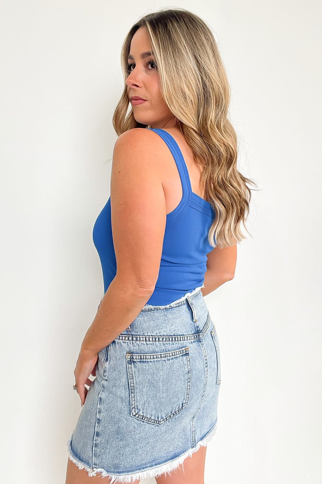 Leonorah Raw Hem Denim Skirt - FINAL SALE - Madison and Mallory
