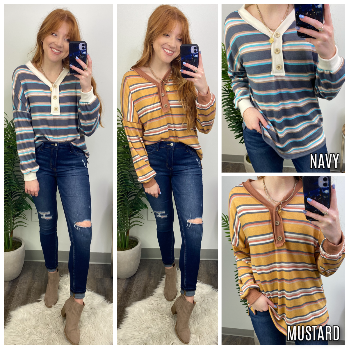 Out of Line Striped Button Top - FINAL SALE - Madison and Mallory