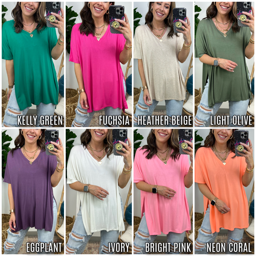  Perfect Day Relaxed V-Neck Top - Madison and Mallory