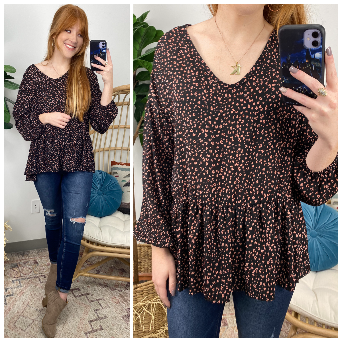 Shaye Animal Print Peplum Top - FINAL SALE - Madison and Mallory