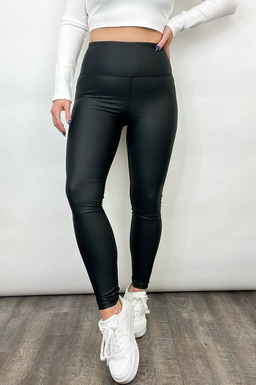 S / Black Sleek and Chic Pebbled Faux Leather Leggings - BACK IN STOCK - Madison and Mallory