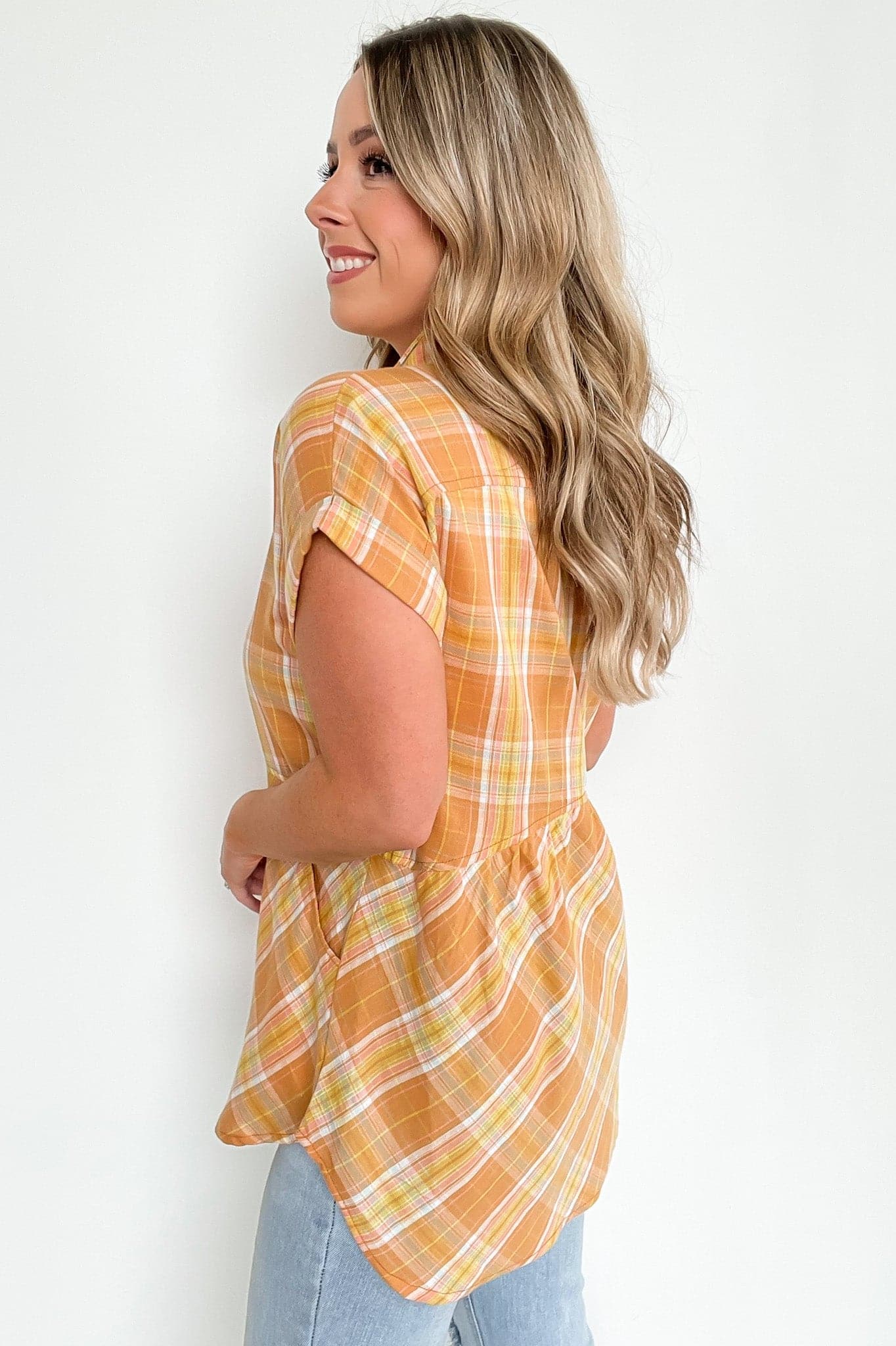 Sweet Voice Plaid Short Sleeve Babydoll Top - FINAL SALE - Madison and Mallory