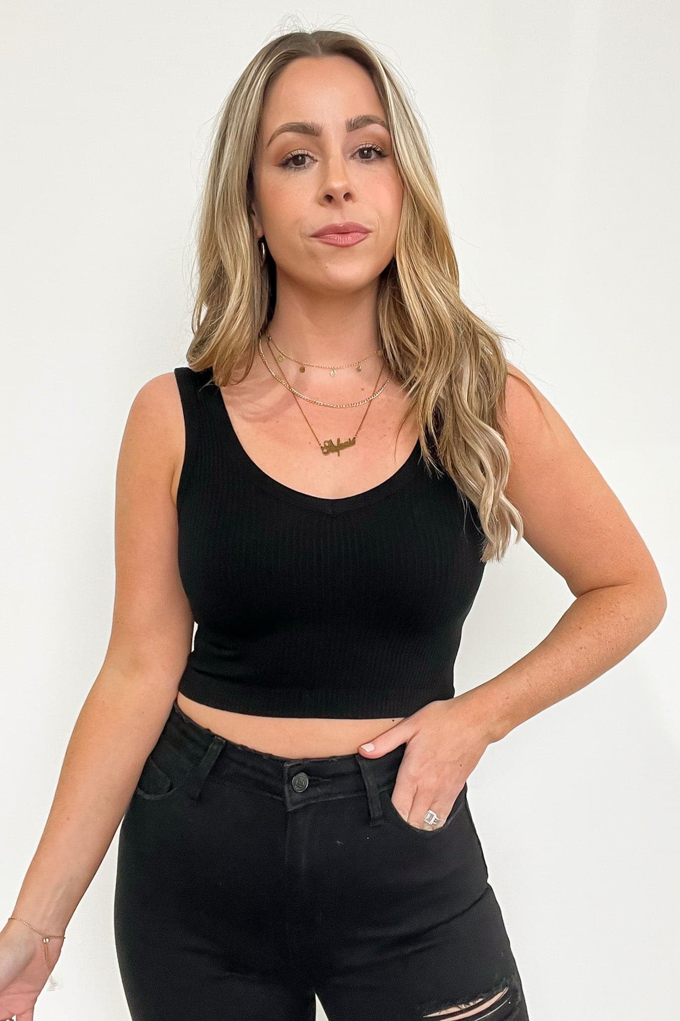 Deema Ribbed Seamless Cropped Tank Bra Top - FINAL SALE - Madison and Mallory