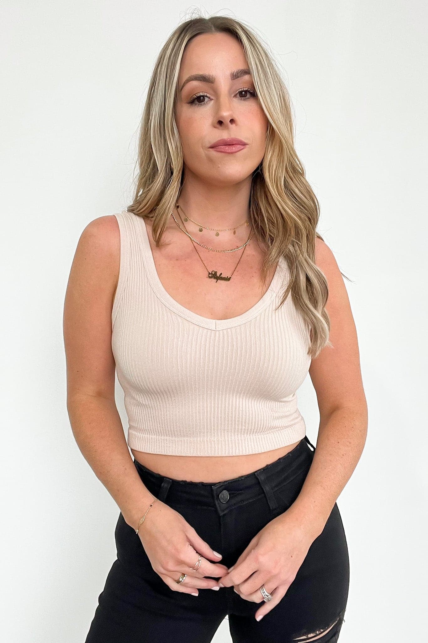 Deema Ribbed Seamless Cropped Tank Bra Top - FINAL SALE - Madison and Mallory