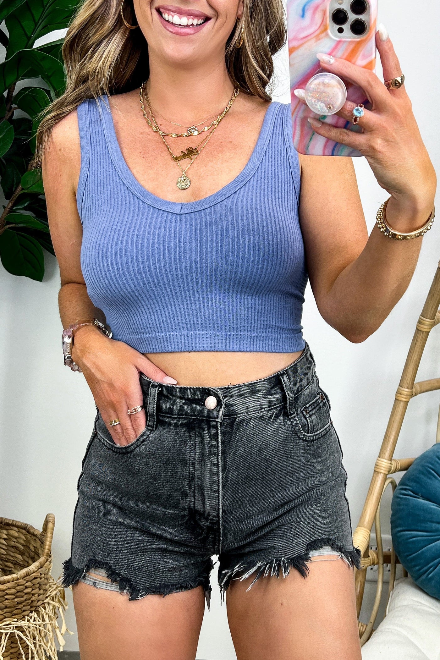 Deema Ribbed Seamless Cropped Tank Bra Top - BACK IN STOCK - Madison and Mallory