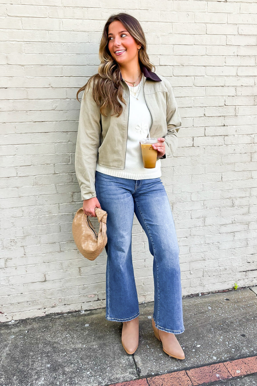 Highland Contrast Corduroy Collar Zip-Up Jacket - Madison and Mallory