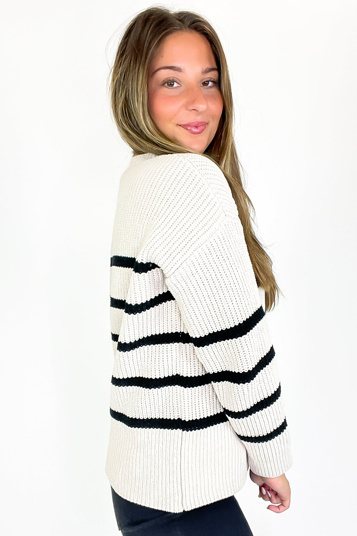 Prep Line Relaxed Fit Ribbed Knit Striped Sweater - FINAL SALE - Madison and Mallory