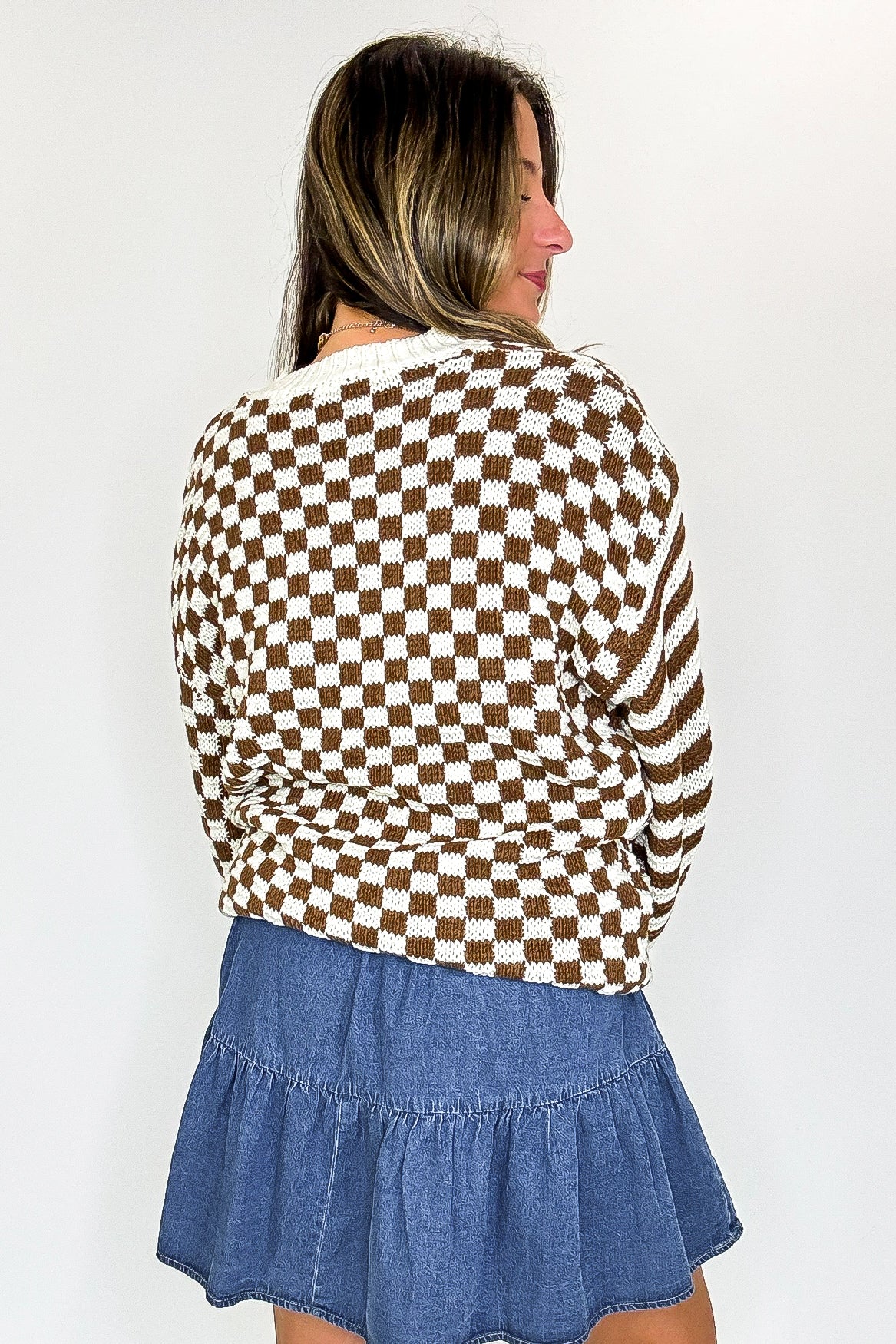 Check & Stripe Knit Sweater - Madison and Mallory