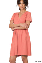 Ash Rose / S Top Notch Surplice Front Dress - FINAL SALE - Madison and Mallory