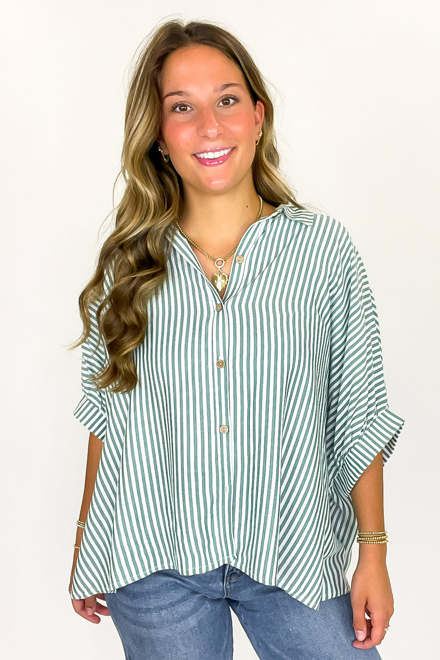 JoJo Striped Button Down Relaxed Top - BACK IN STOCK - Madison and Mallory