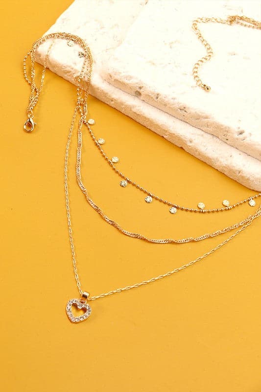  Fancy That Rhinestone Heart Layered Necklace - Madison and Mallory