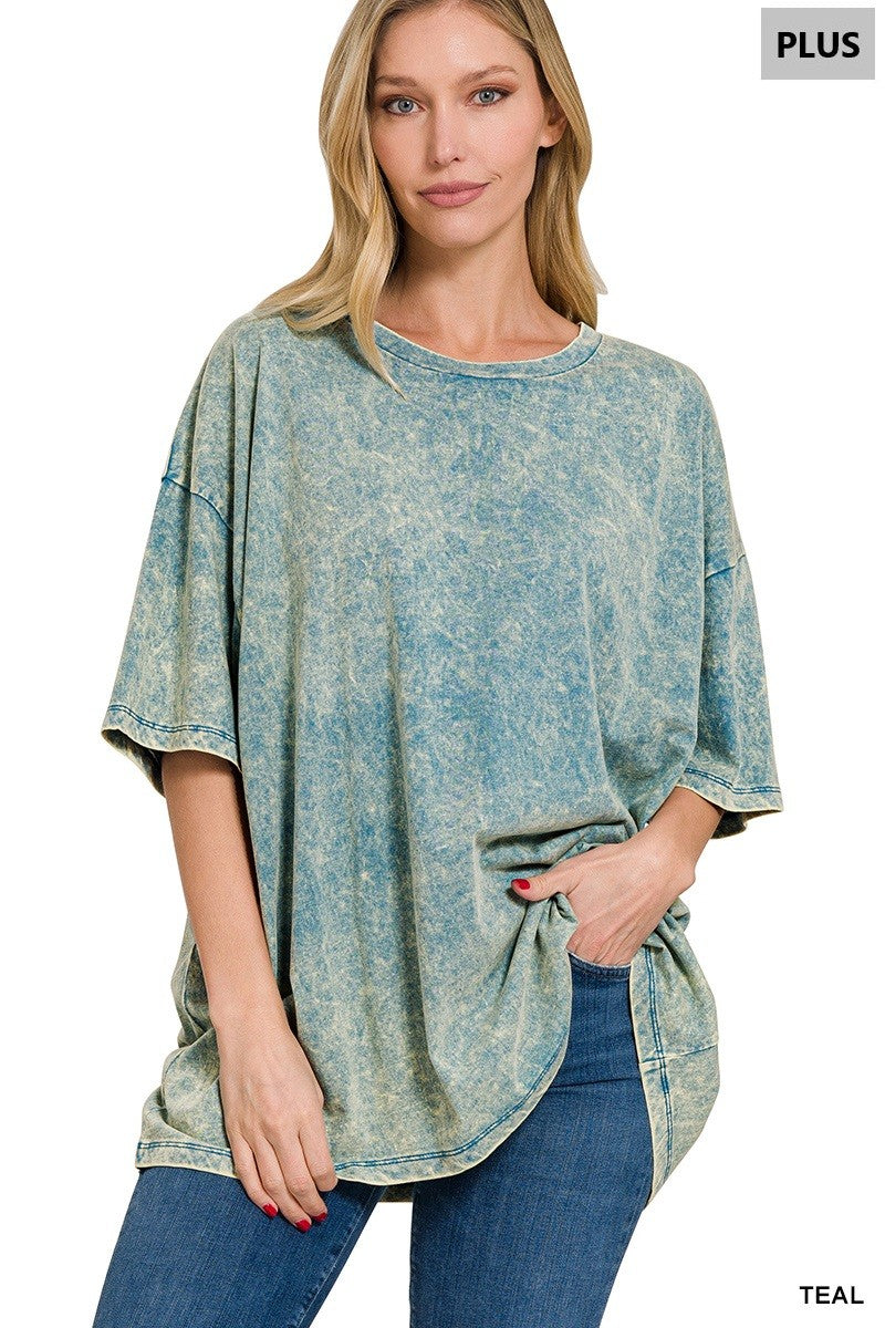 Weekend Awaits Mineral Wash Oversized Top