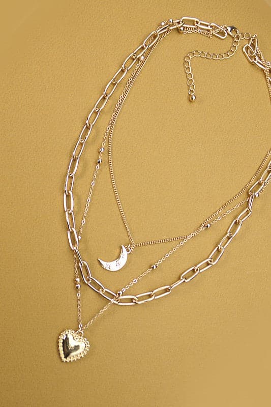  Exquisite Aura Heart and Moon Layered Necklace - BACK IN STOCK - Madison and Mallory