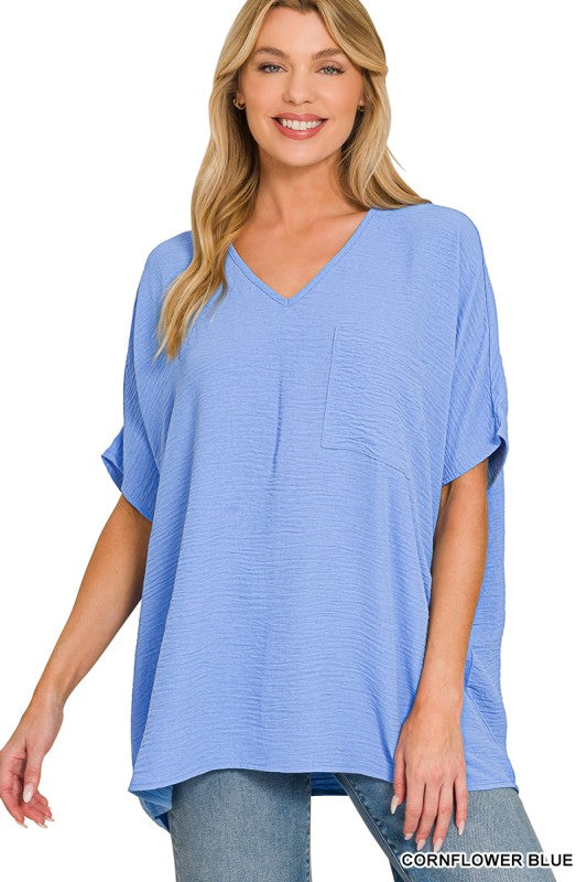 Have It Here V-Neck Pocket Airflow Top - BACK IN STOCK