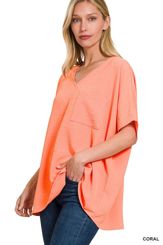 Have It Here V-Neck Pocket Airflow Top - BACK IN STOCK