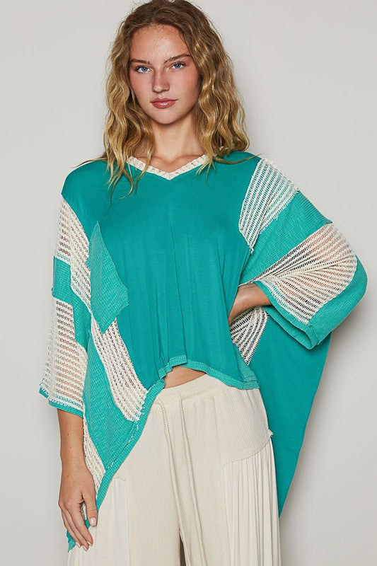 Jungle Green / S Rylan Oversize High Low Contrast Top - BACK IN STOCK - Madison and Mallory