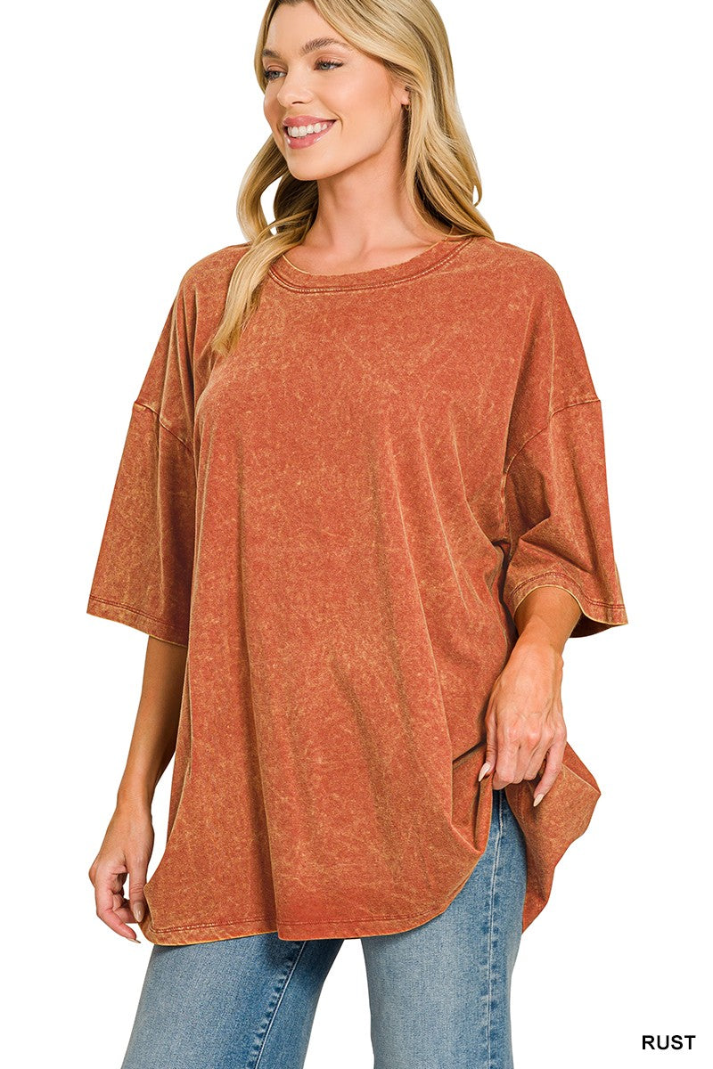 Weekend Awaits Mineral Wash Oversized Top