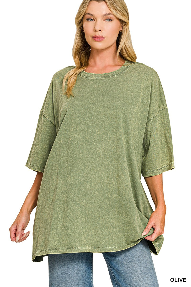 Weekend Awaits Mineral Wash Oversized Top