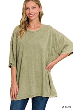 Weekend Awaits Mineral Wash Oversized Top