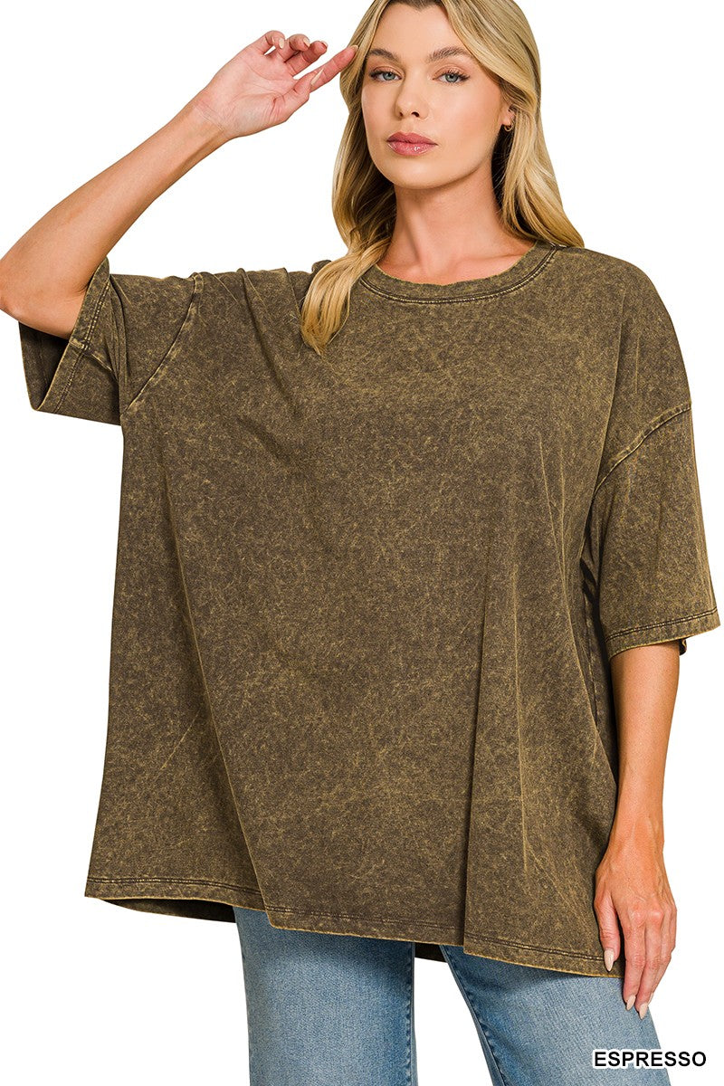 Weekend Awaits Mineral Wash Oversized Top