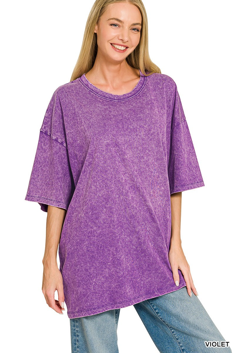 Weekend Awaits Mineral Wash Oversized Top