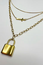 18K Divine Lock Cross Layered Necklace - Madison and Mallory