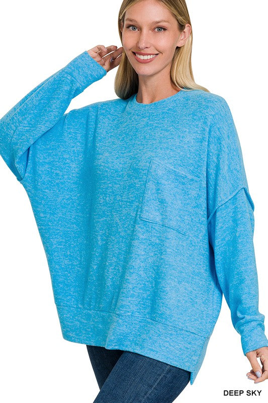 Kierah Brushed Melange Knit Pocket Sweater - FINAL SALE