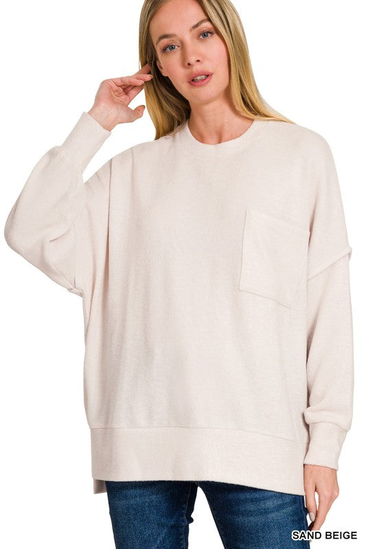 Kierah Brushed Melange Knit Pocket Sweater - FINAL SALE