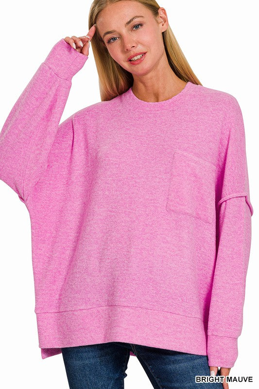 Kierah Brushed Melange Knit Pocket Sweater - FINAL SALE